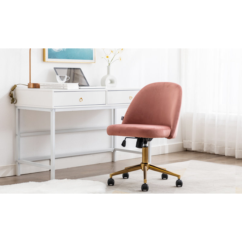 Gael Velvet Task Chair Pink